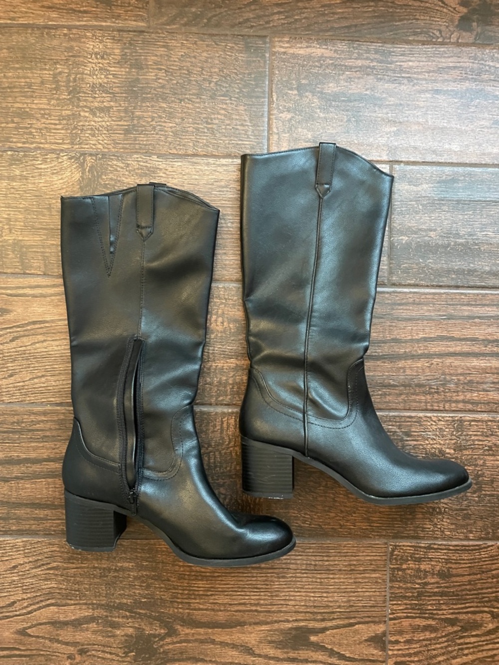 Classic Black Mid-Calf Block Heel Women's Boots